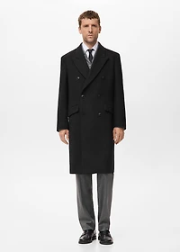 Long double-breasted wool coat