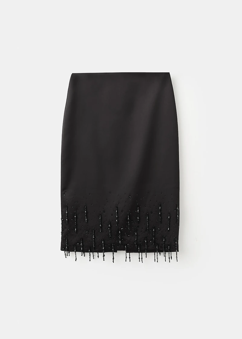 Midi-skirt with crystal trim hem