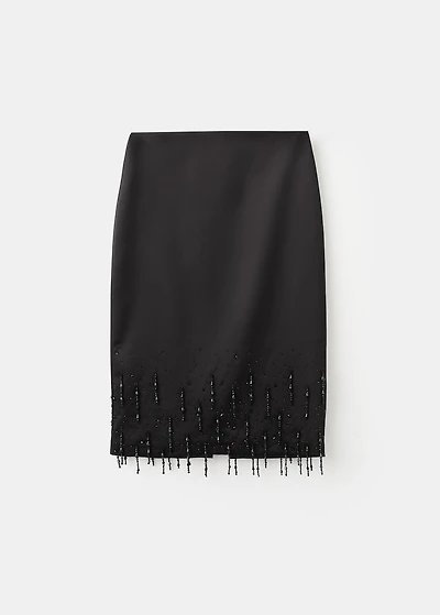 Midi-skirt with crystal trim hem