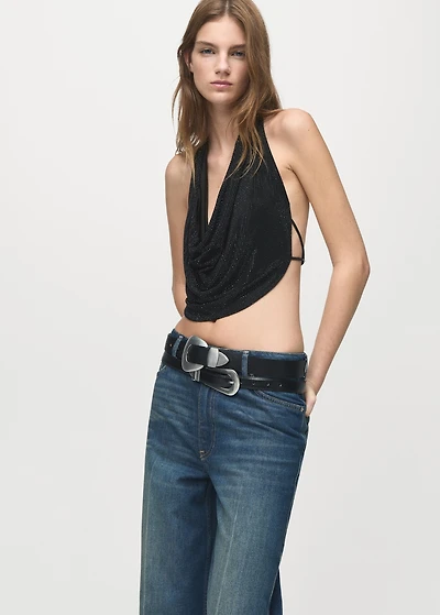 Straight-leg jeans with seam stitching