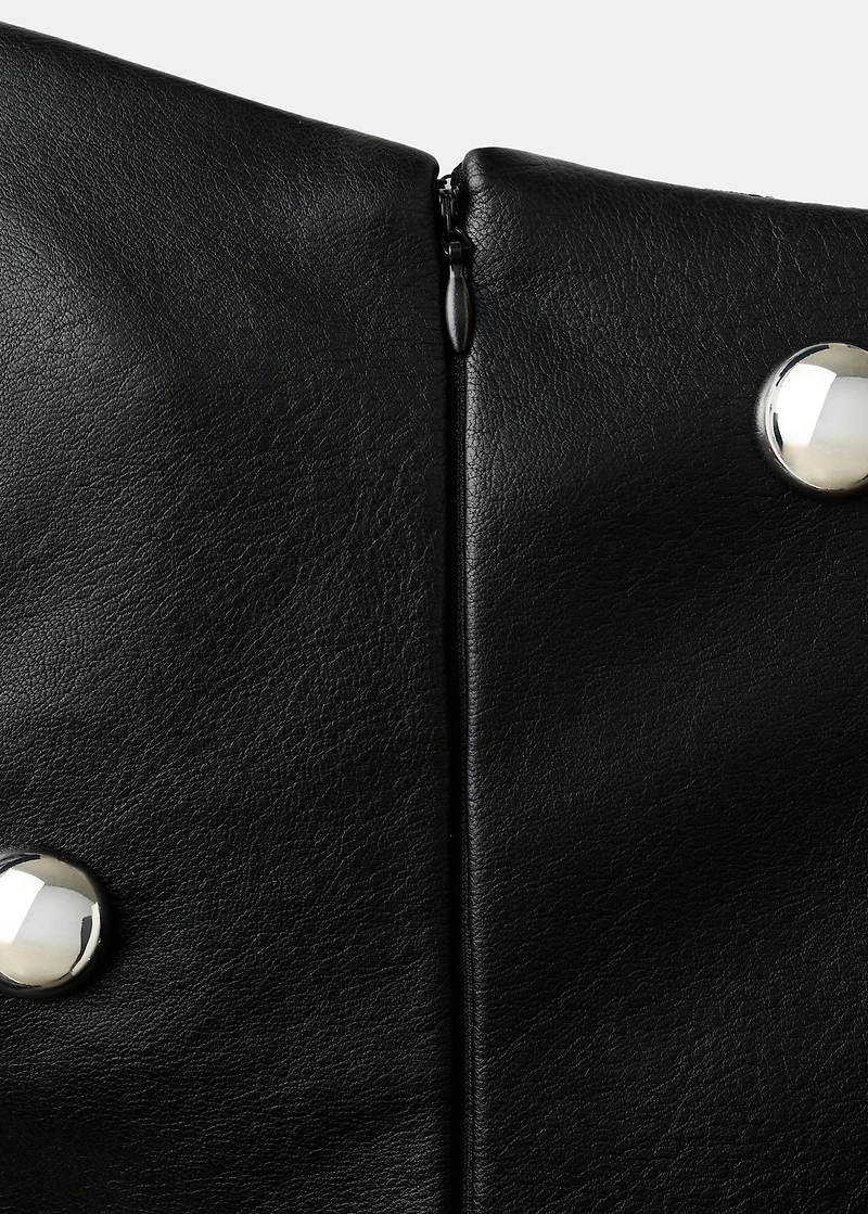 Studded faux-leather dress