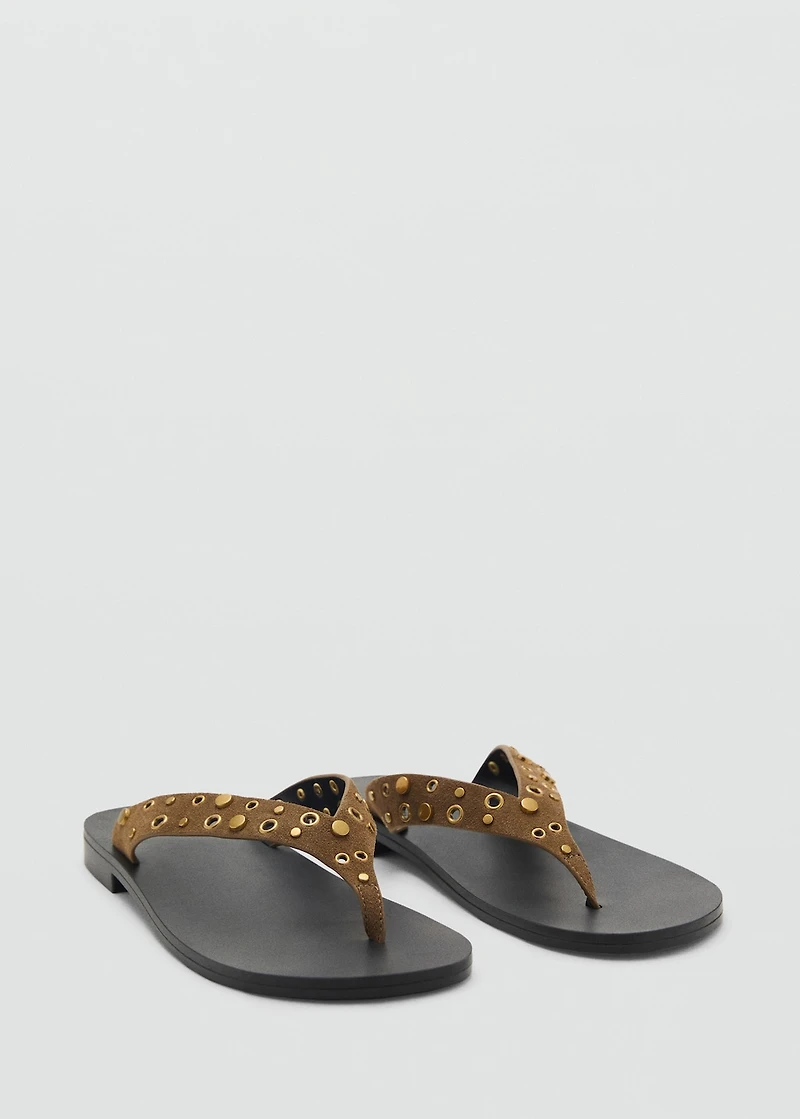 Suede sandals with eyelet straps