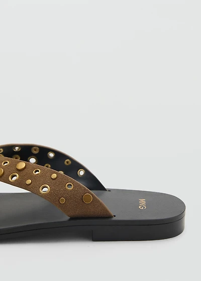 Suede sandals with eyelet straps