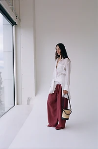 Small raffia bucket bag