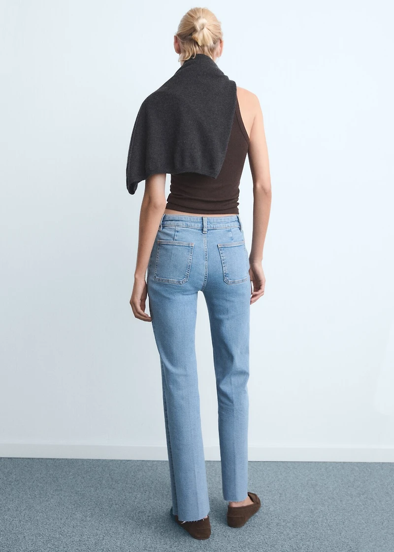 Flared cropped jeans with pockets