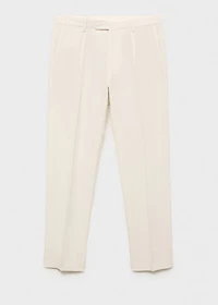 Slim-fit pleated linen pants