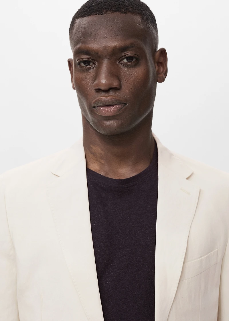 Slim-fit pleated linen pants