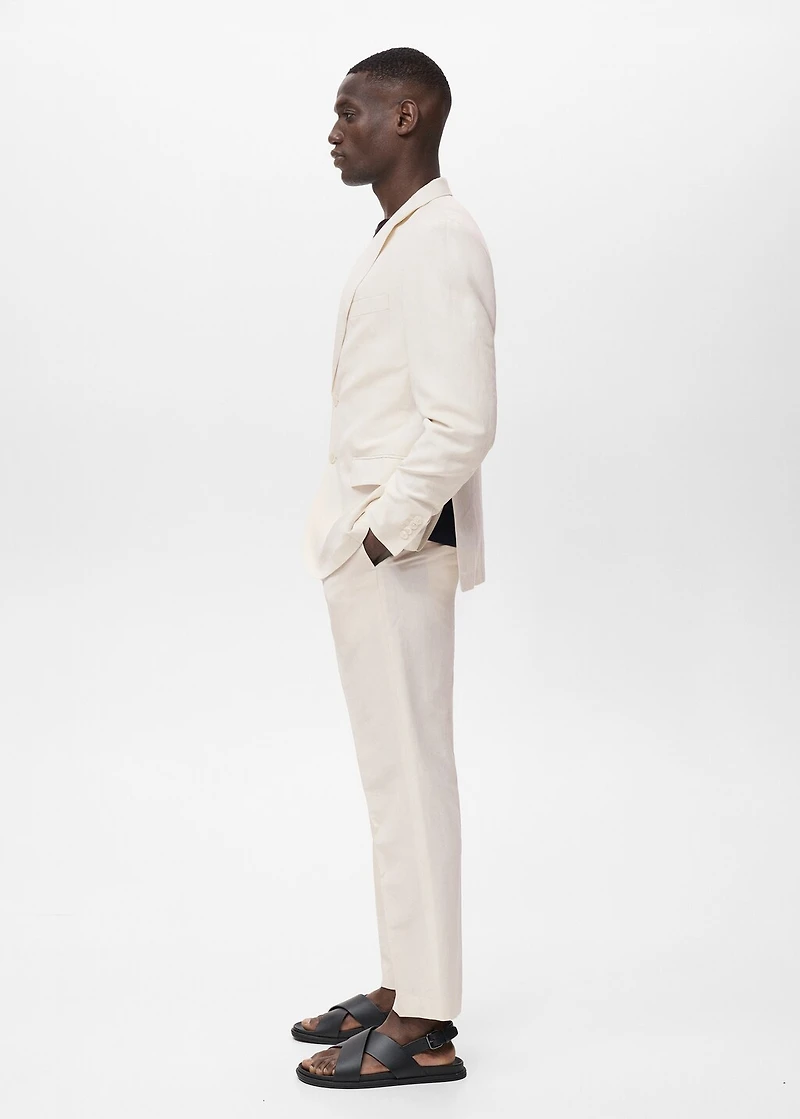 Slim-fit pleated linen pants