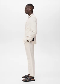 Slim-fit pleated linen pants