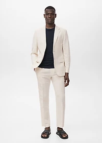 Slim-fit pleated linen pants