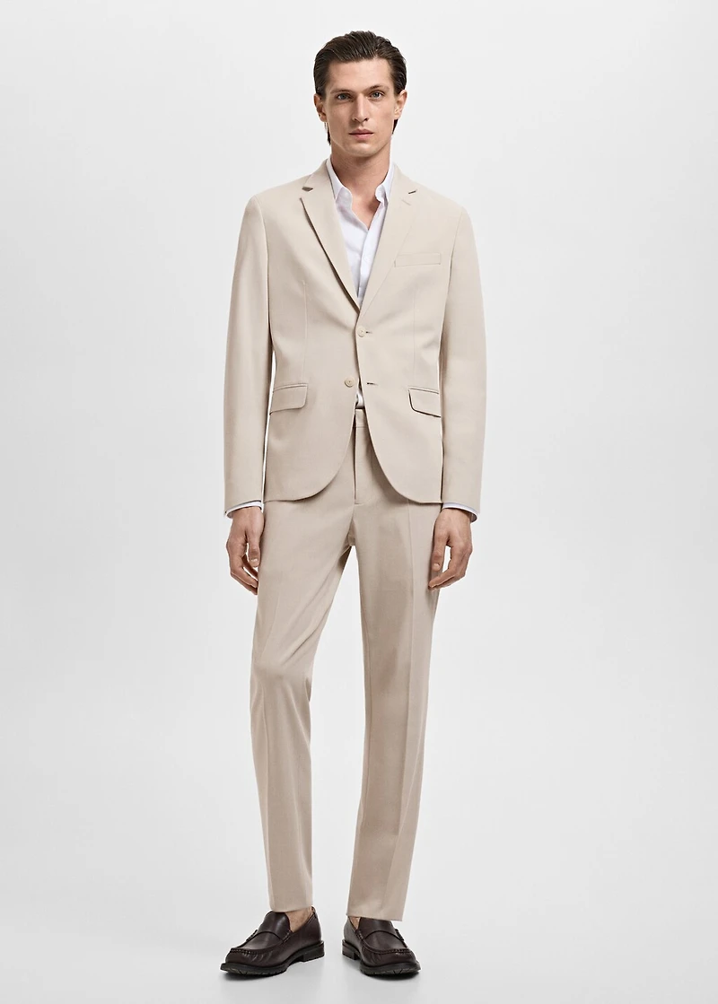 Stretch fabric super slim-fit suit trousers