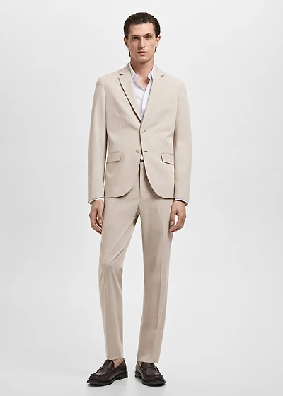 Stretch fabric super slim-fit suit trousers