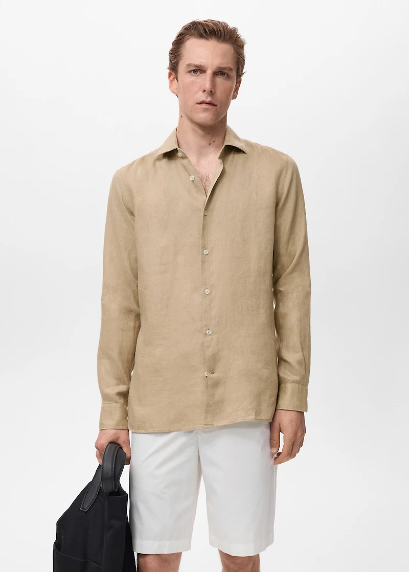 100% linen slim-fit shirt