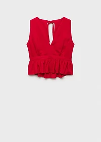 Ruched details linen-blend top