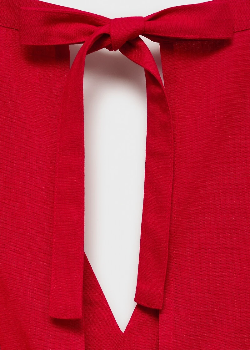 Ruched details linen-blend top