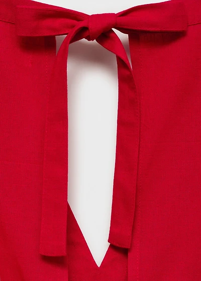 Ruched details linen-blend top