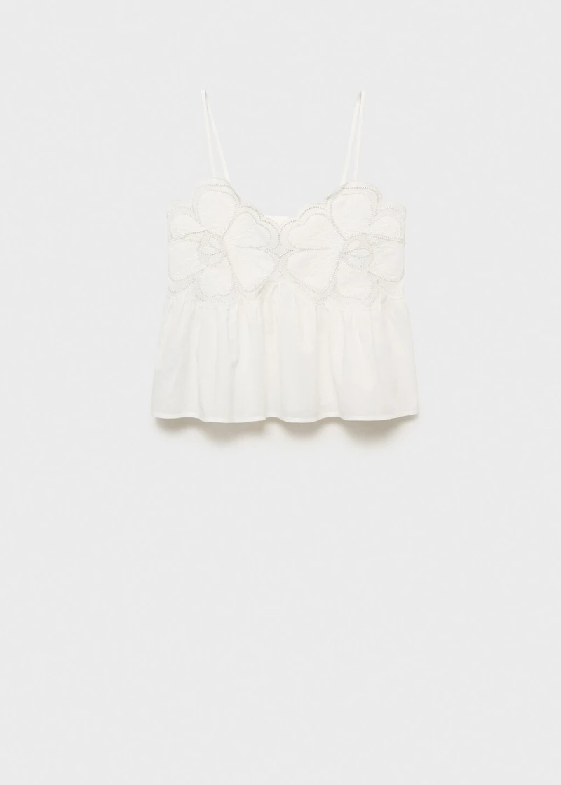 Embroidered flower top