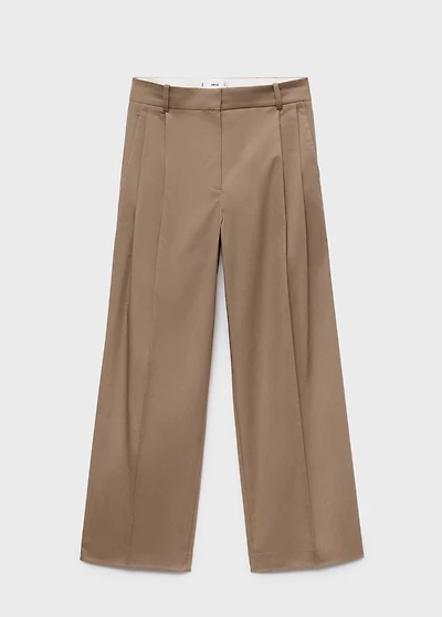 Straight cotton pants with pleats