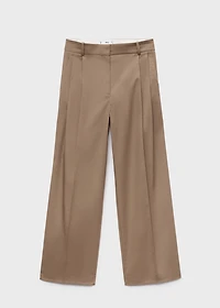 Straight cotton pants with pleats