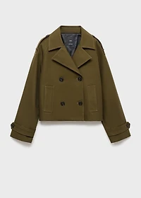 Oversized short double-breasted trench coat