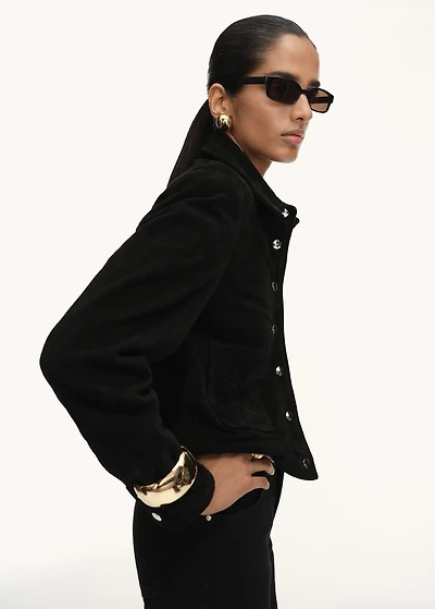 Suede leather jacket with buttons