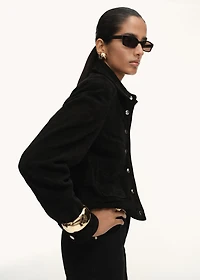 Suede leather jacket with buttons