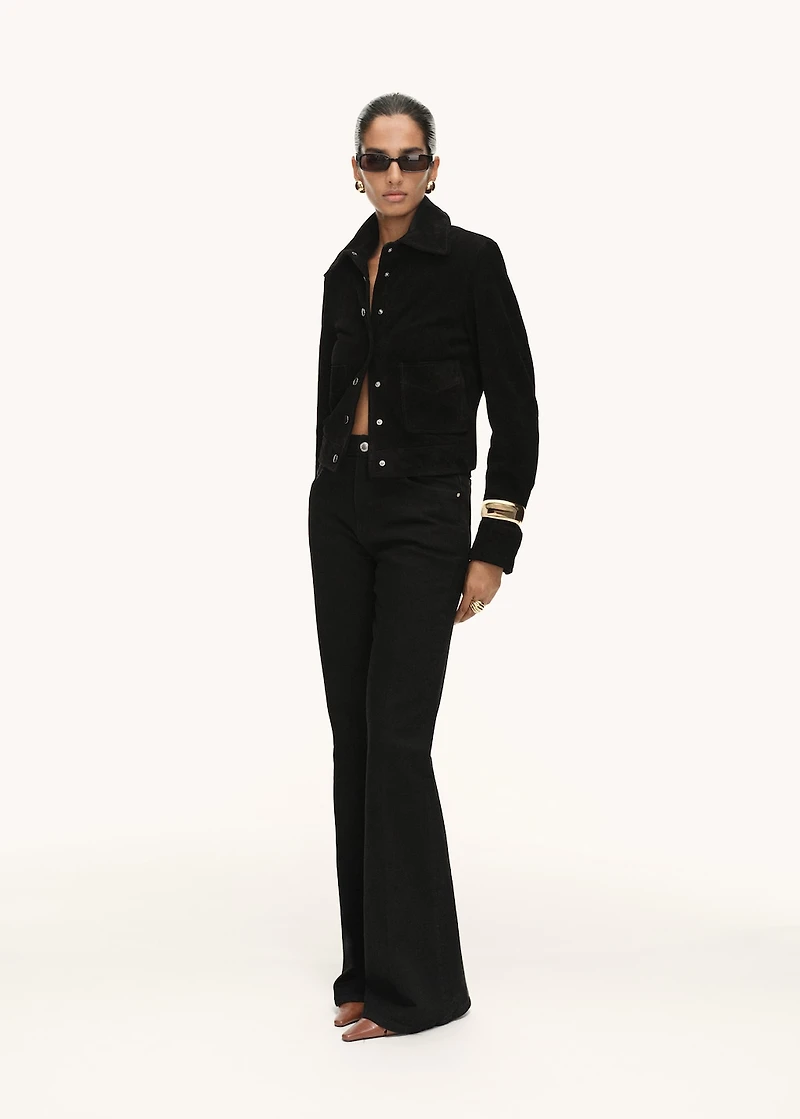 Suede leather jacket with buttons