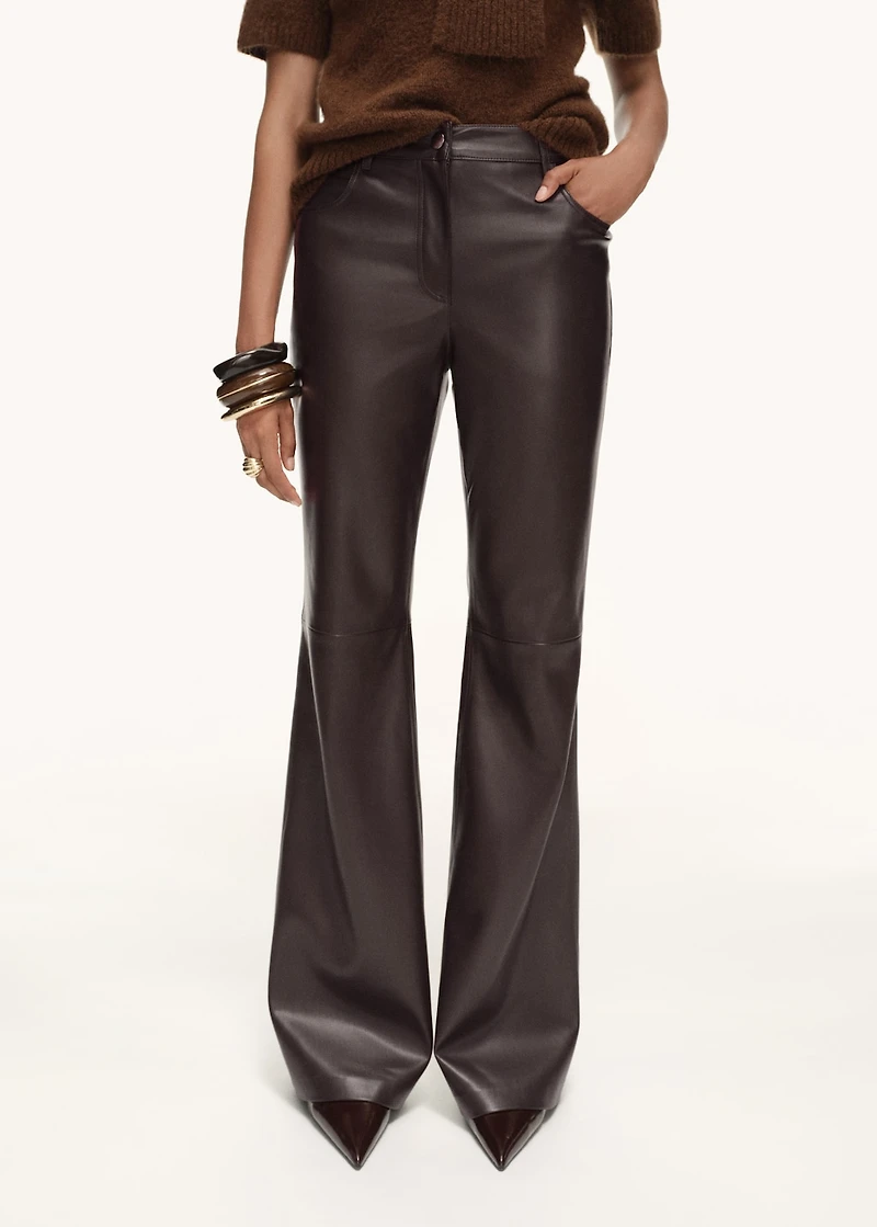 Faux-leather flared trousers