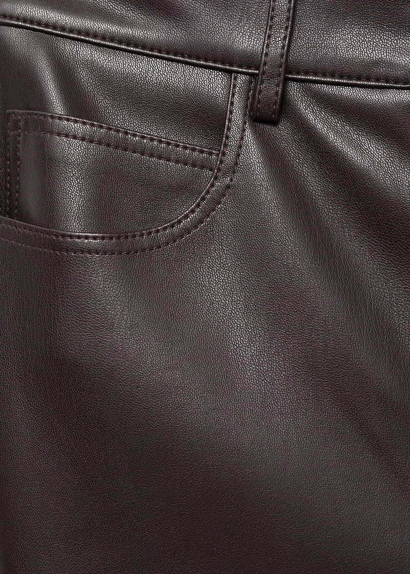 Faux-leather flared trousers