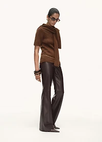 Faux-leather flared trousers
