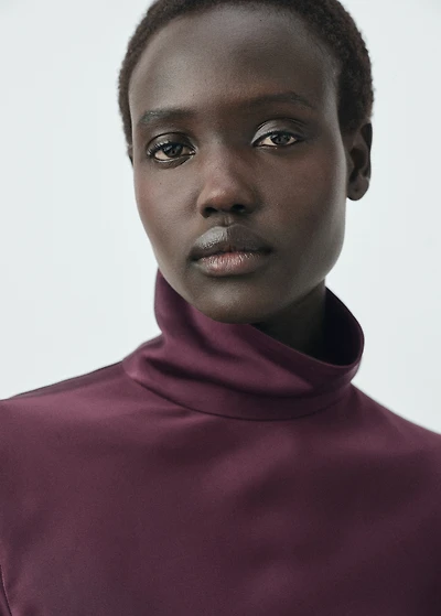 Satin high-neck dress