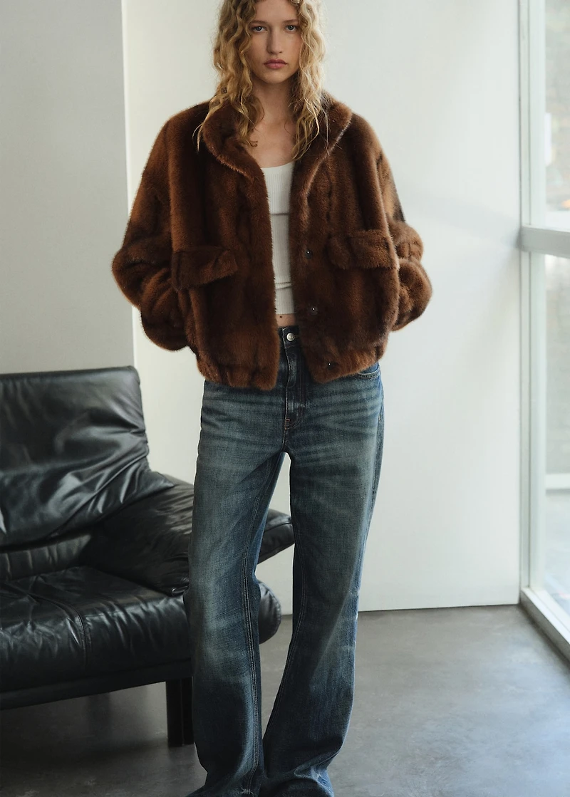Faux-fur jacket with pockets