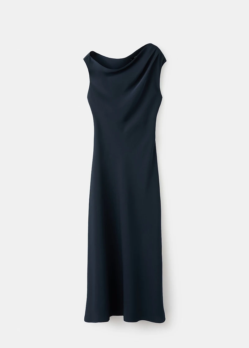 A-line dress with asymmetrical neckline