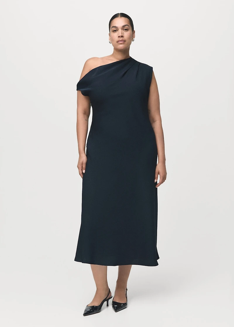 A-line dress with asymmetrical neckline