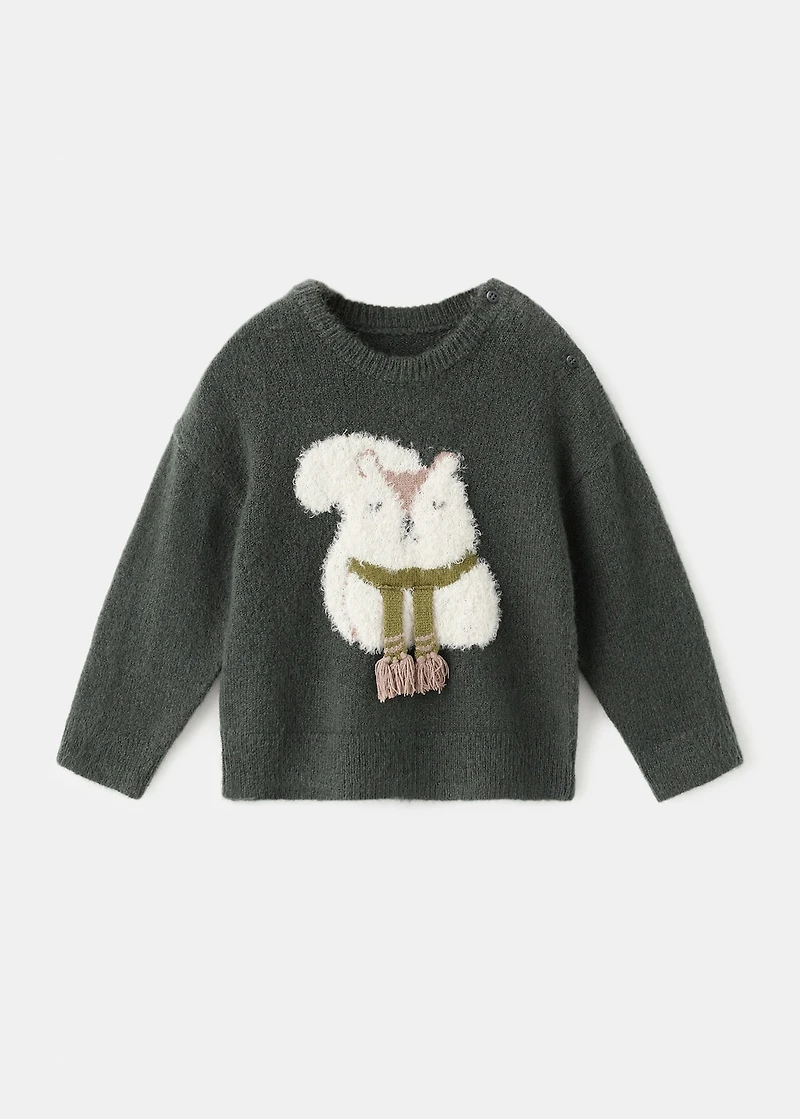 Sweater with embroidered animal