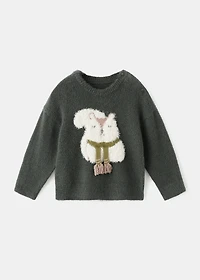 Sweater with embroidered animal