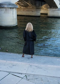 Faux-fur coat with belt