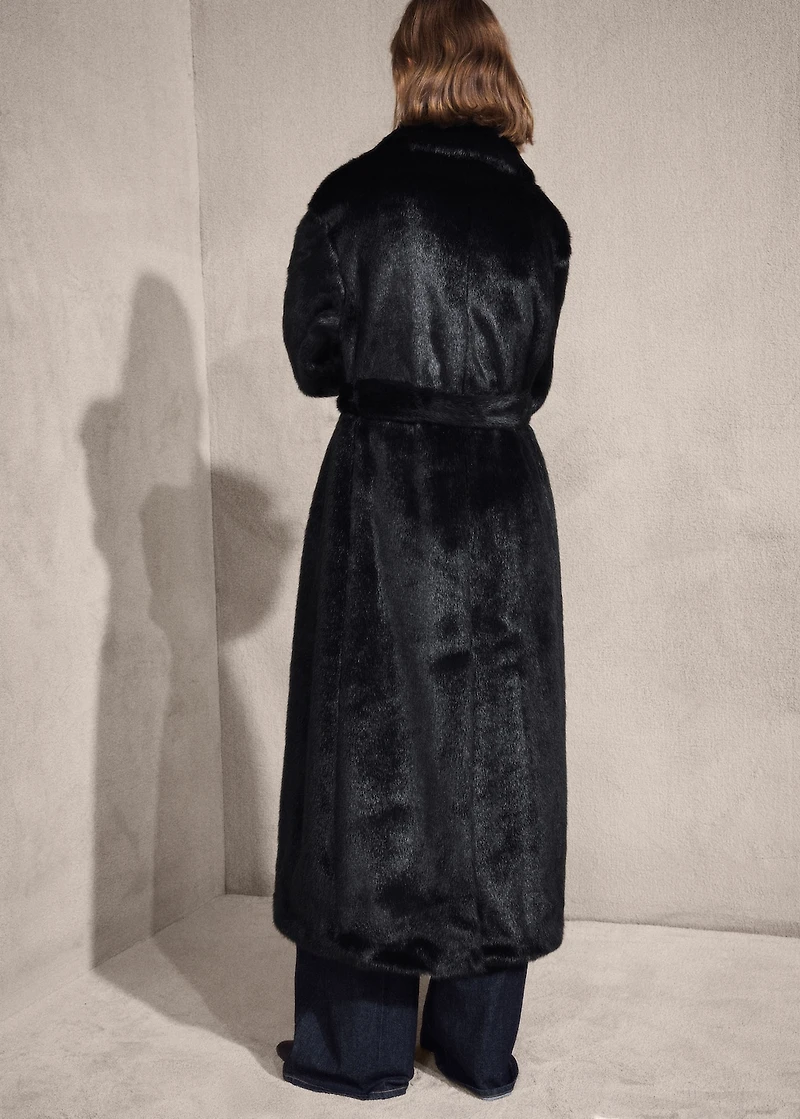Faux-fur coat with belt