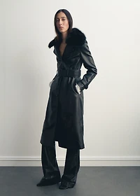 Faux-effect coat with fur collar