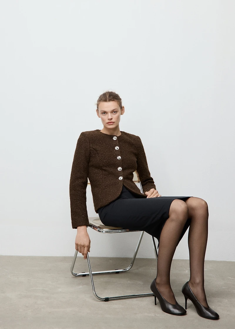 Bouclé jacket with jewel buttons