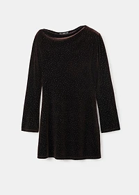 Asymmetrical velvet dress with shiny details