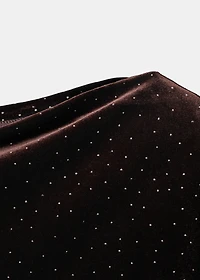 Asymmetrical velvet dress with shiny details