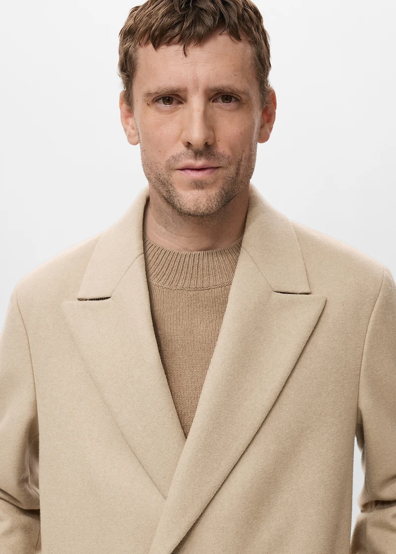 Long double-breasted wool coat