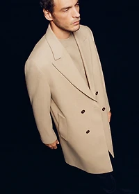 Long double-breasted wool coat