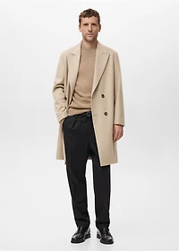 Long double-breasted wool coat