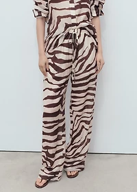 Zebra-print fluid pants