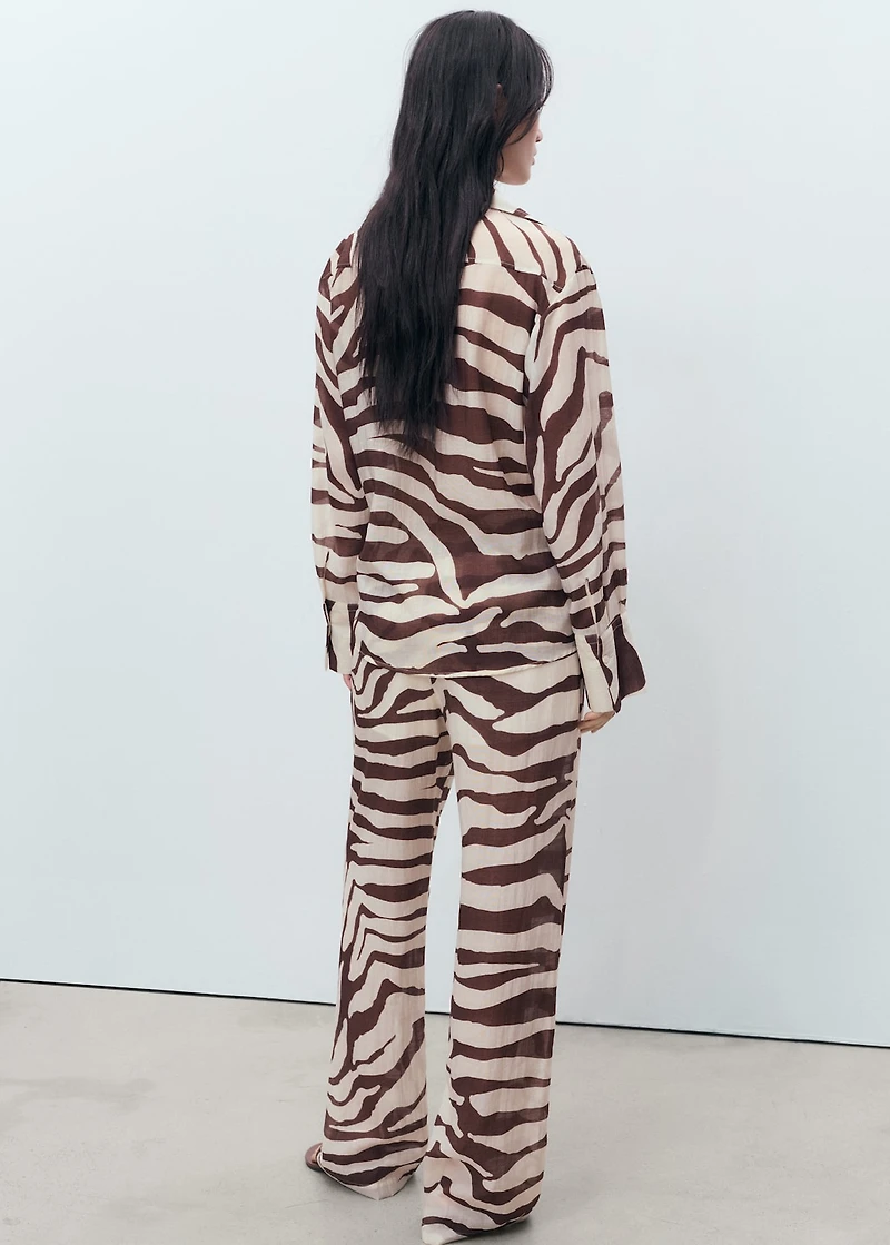 Zebra-print fluid pants