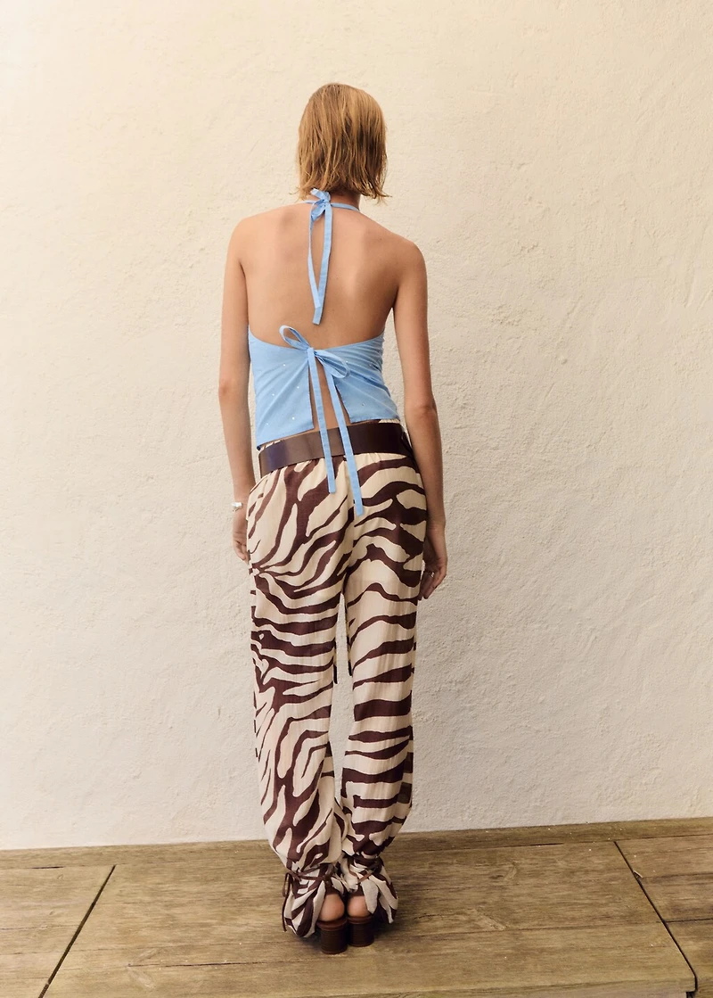 Zebra-print fluid pants
