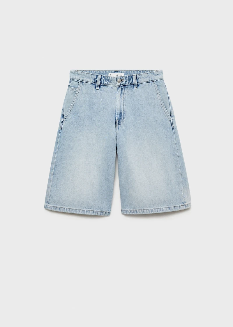 Straight-fit mid-rise denim jorts