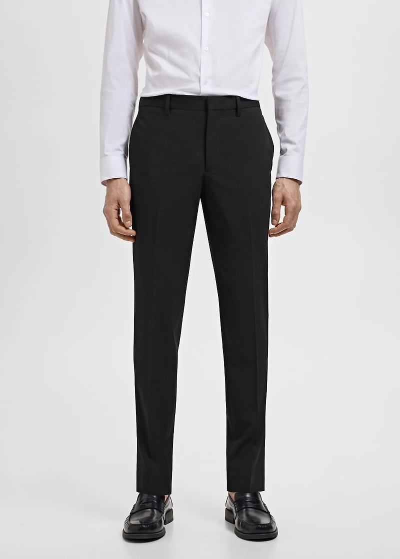 Stretch fabric super slim-fit suit trousers